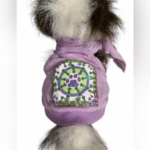Purple Dog Tank Top with Sequin Paw Print Design Ties Around Neck size S